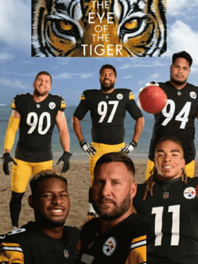 Eye Of The Tiger Poster Football Players On Beach GIF