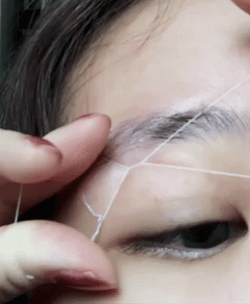 Eyebrow Threading Trimming Process GIF