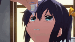 Eyedrop On Rikka Takanashi's Eyes  GIF