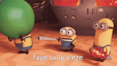 Eze Sally Y Faye Written On Three Minions GIF