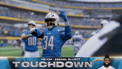 Ezekiel Elliott #34 Chargers Celebrating GIF