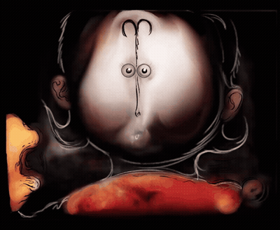 Face Drawing With Cross On Nose GIF