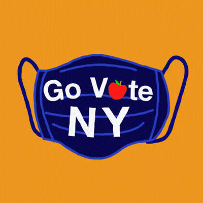 Face Mask Saying Go Vote NY With Apple GIF