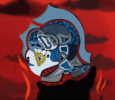 Face With Blue Helmet GIF