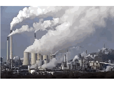 Factory Smoke Mountains Background Sticker
