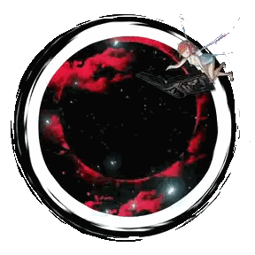 Fairy Flying Through Red Cloud Circle Sticker