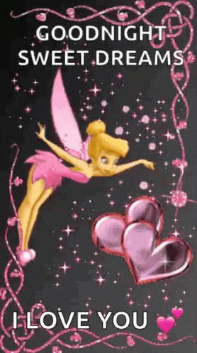 Fairy Flying With Hearts Saying Goodnight GIF