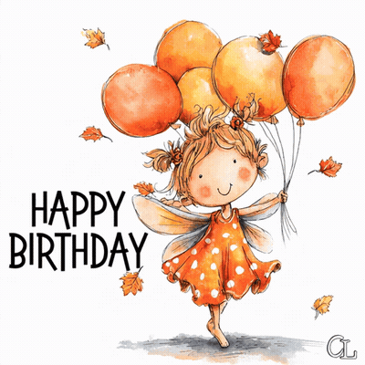 Fairy Holding Balloons Happy Birthday GIF