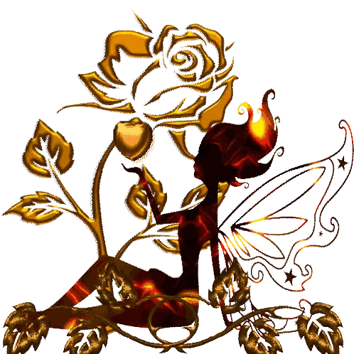 Fairy Sitting Before Gold Rose Sticker
