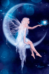 Fairy Sitting On A Moon  GIF