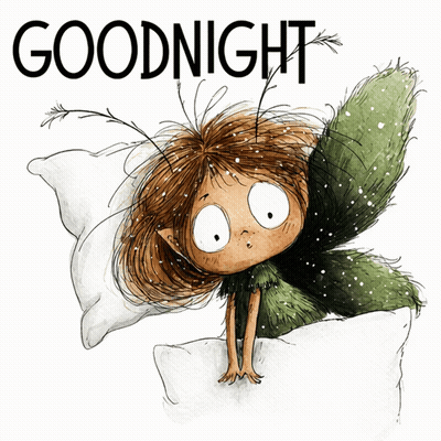 Fairy Sitting On Pillow Saying Goodnight GIF