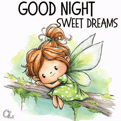 Fairy Sitting On Tree Branch Saying Good Night Sweet Dreams GIF