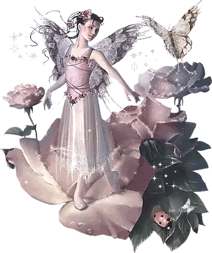 Fairy Standing On Flower With Butterfly And Ladybug Sticker
