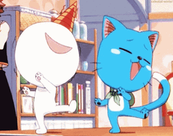 Fairy Tail Happy & Plue Dancing GIF