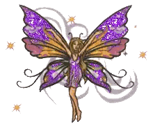 Fairy With Purple And Orange Wings Flying Arms Outstretched Sticker