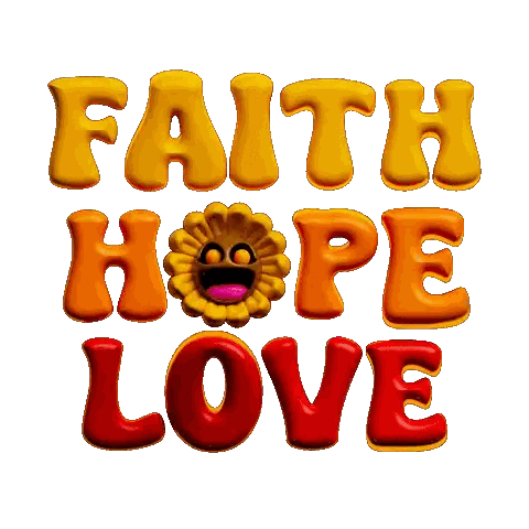 Faith Hope Love Sign With Flower Sticker