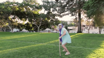 Fake Old Lady Dancing Squat Bounce Move GIF