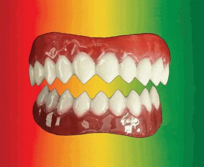 Fake Teeth Rainbow Background GIF
