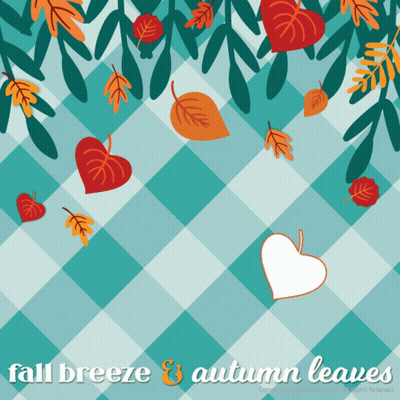 Fall Breeze And Autumn Leaves On Checkered Background GIF