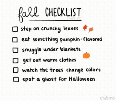 Fall Checklist Chibird Crunchy Leaves Pumpkin-Flavored GIF