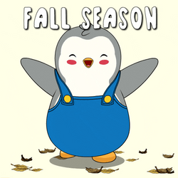 Fall Leaf Season Penguin Spinning Around GIF