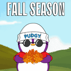 Fall Season Penguin Throws Leaf GIF