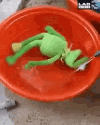 Falling Kermit Swimming In Water GIF