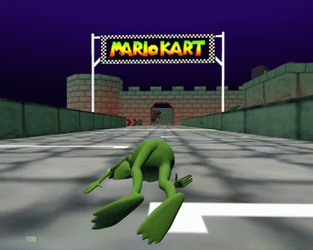 Falling Kermit The Frog Rolling Across Finish Line GIF