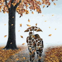 Falling Leaves Couple Image Appear GIF