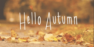 Falling Leaves Saying Hello Autumn GIF