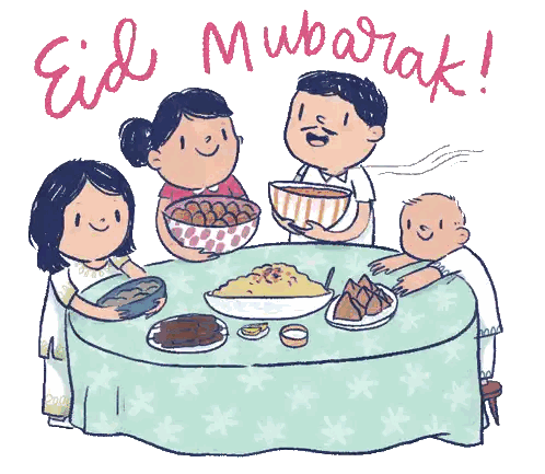 Family Celebrating Eid Mubarak Sticker