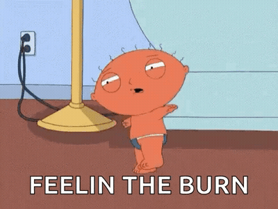 Family Guy Character Saying Feelin The Burn GIF