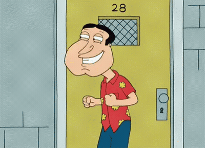 Family Guy Character Standing By Yellow Door GIF