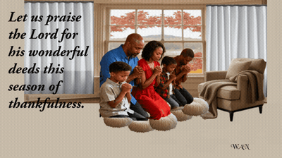 Family Praying By Window Praising The Lord GIF