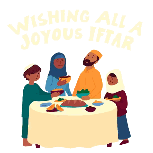 Family Sitting At Table Iftar Sticker
