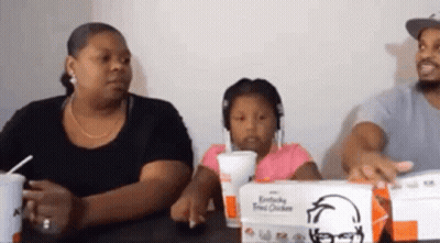 Family Sitting At Table With KFC GIF