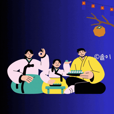 Family Sitting Under Tree With Chinese Characters GIF