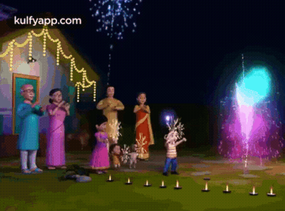 Family Watching Fireworks Kulfyapp.com GIF