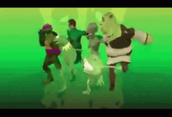 Famous Cartoon People Dancing Shrek Kermit GIF