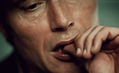 Famous Hannibal Scene Thumb Licking Mads GIF