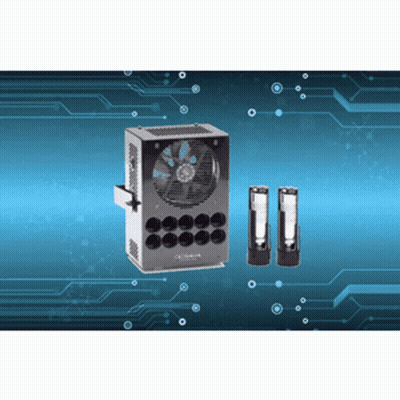 Fan And Two Batteries Blue And White GIF