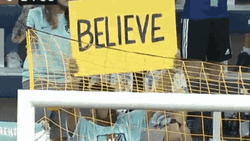 Fan Flashing Believe Motivational Sign Sports Arena GIF