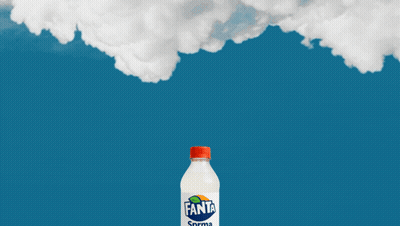 Fanta Bottle In Front Of Blue Sky GIF