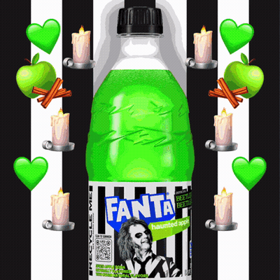 Fanta Haunted Apple Surrounded By Apples And Candles GIF
