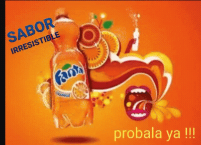 Fanta Orange Soda Surrounded By Orange Slices And Mouth GIF
