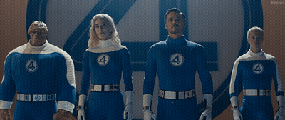 Fantastic Four Standing In Front Of Kepler Sign GIF