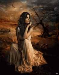 Fantasy Art Woman Sitting In Remote Place GIF