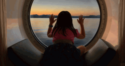Farewell Ocean Sunset Girl Cruise GIF