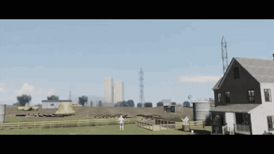 Farm With House And Fenced Area GIF