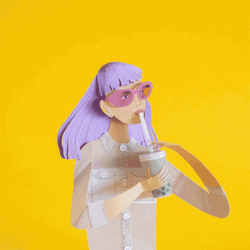Fashion Model Drinking Boba Tea GIF